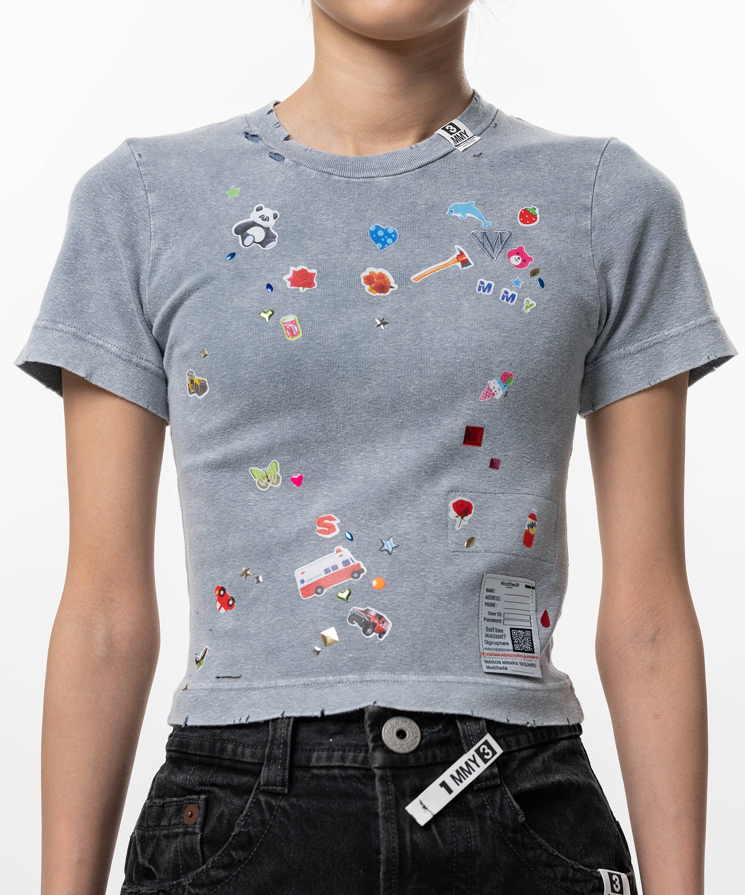 Kids Sticker Print Bleached Mini T-shirt