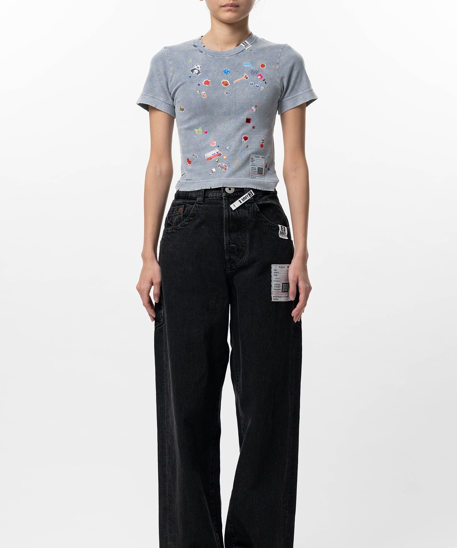 Kids Sticker Print Bleached Mini T-shirt