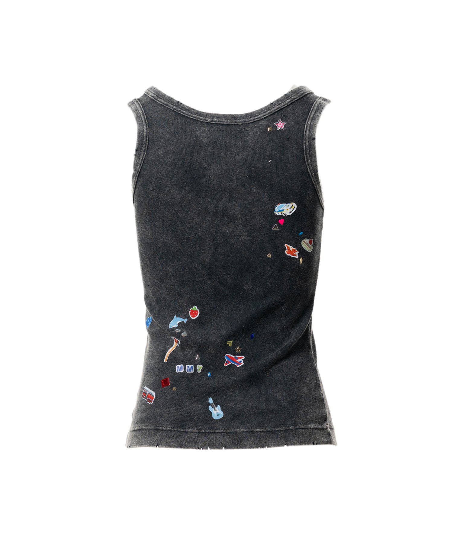 Kids Sticker Print Bleached Tank-Top