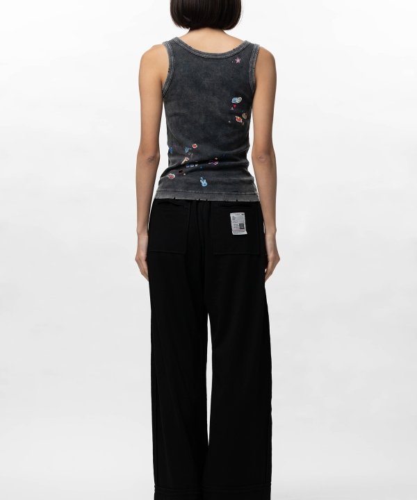 Kids Sticker Print Bleached Tank-Top