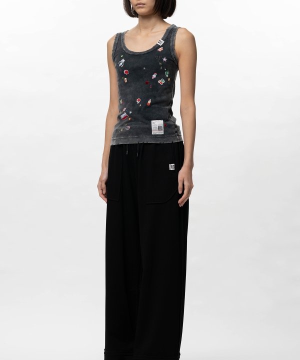 Kids Sticker Print Bleached Tank-Top