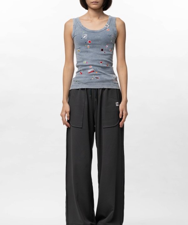 Kids Sticker Print Bleached Tank-Top