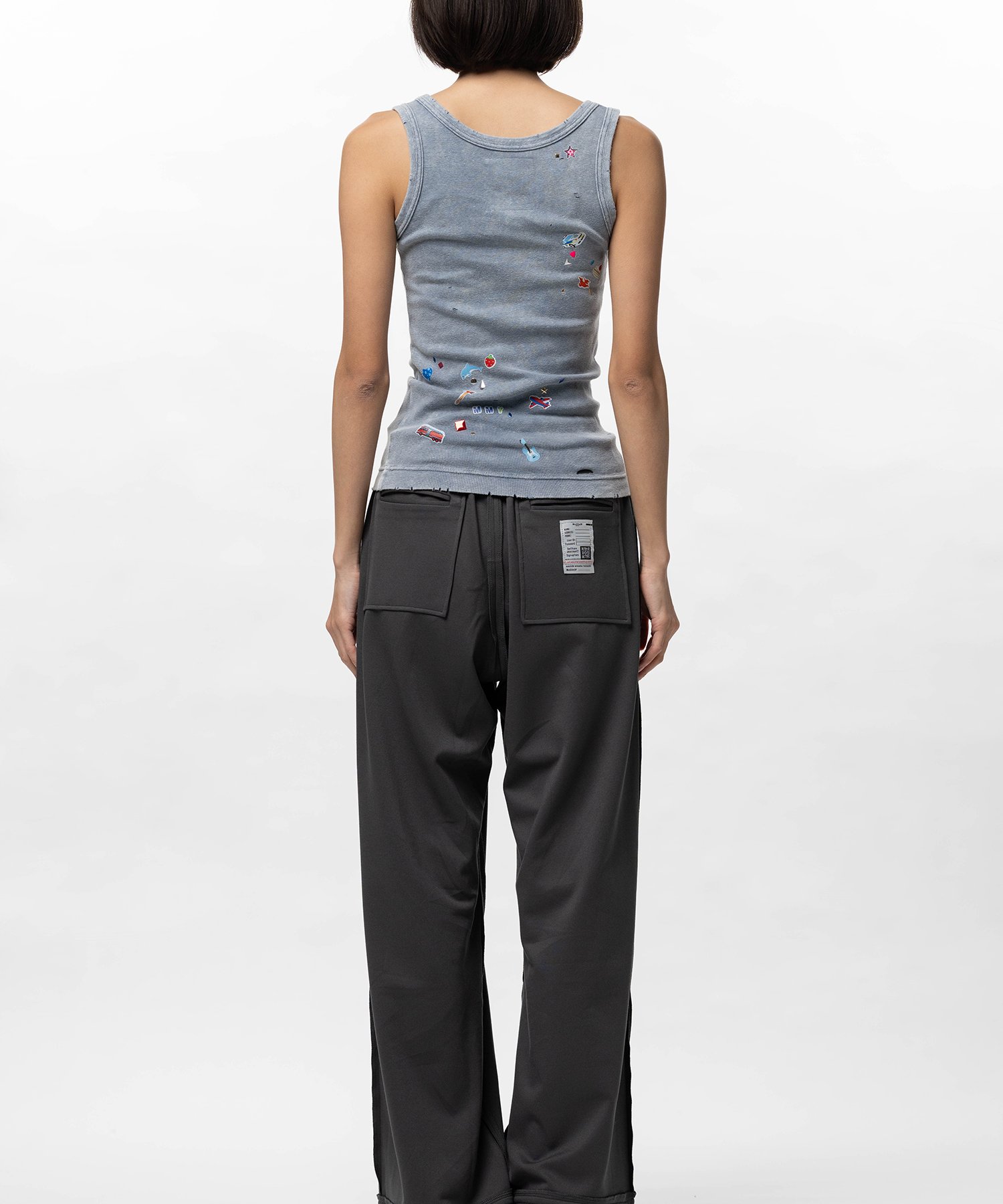 Kids Sticker Print Bleached Tank-Top