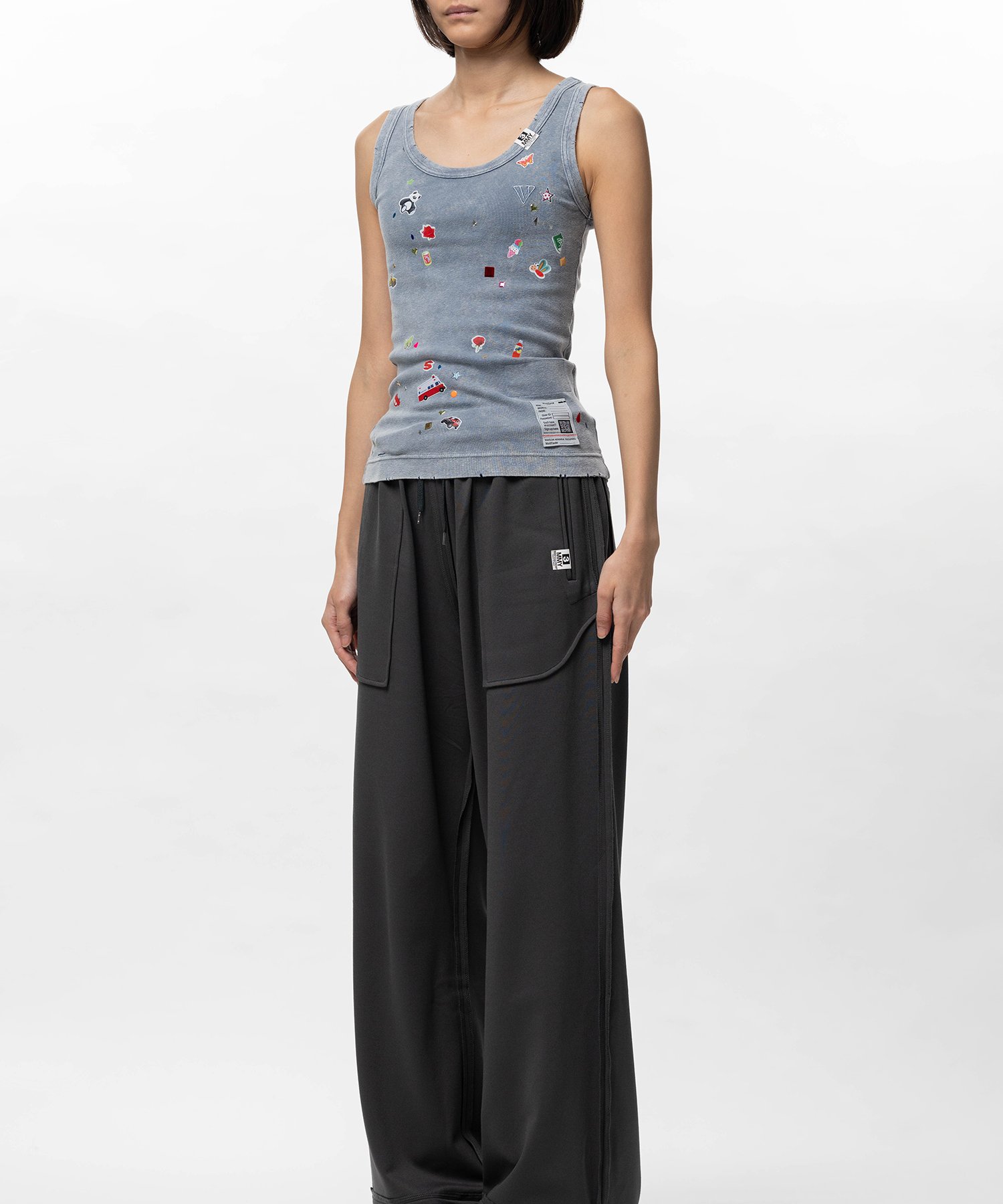 Kids Sticker Print Bleached Tank-Top