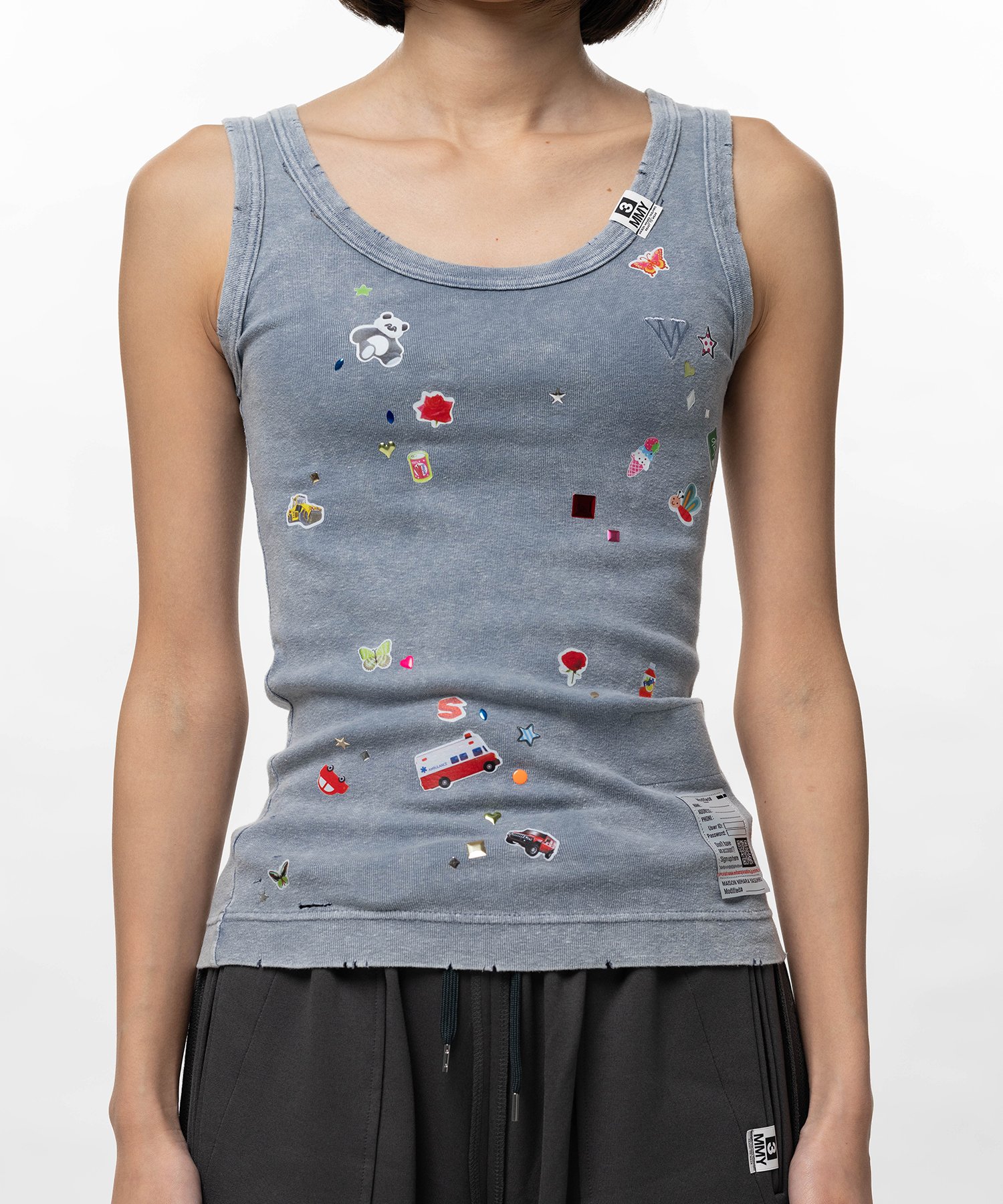 Kids Sticker Print Bleached Tank-Top