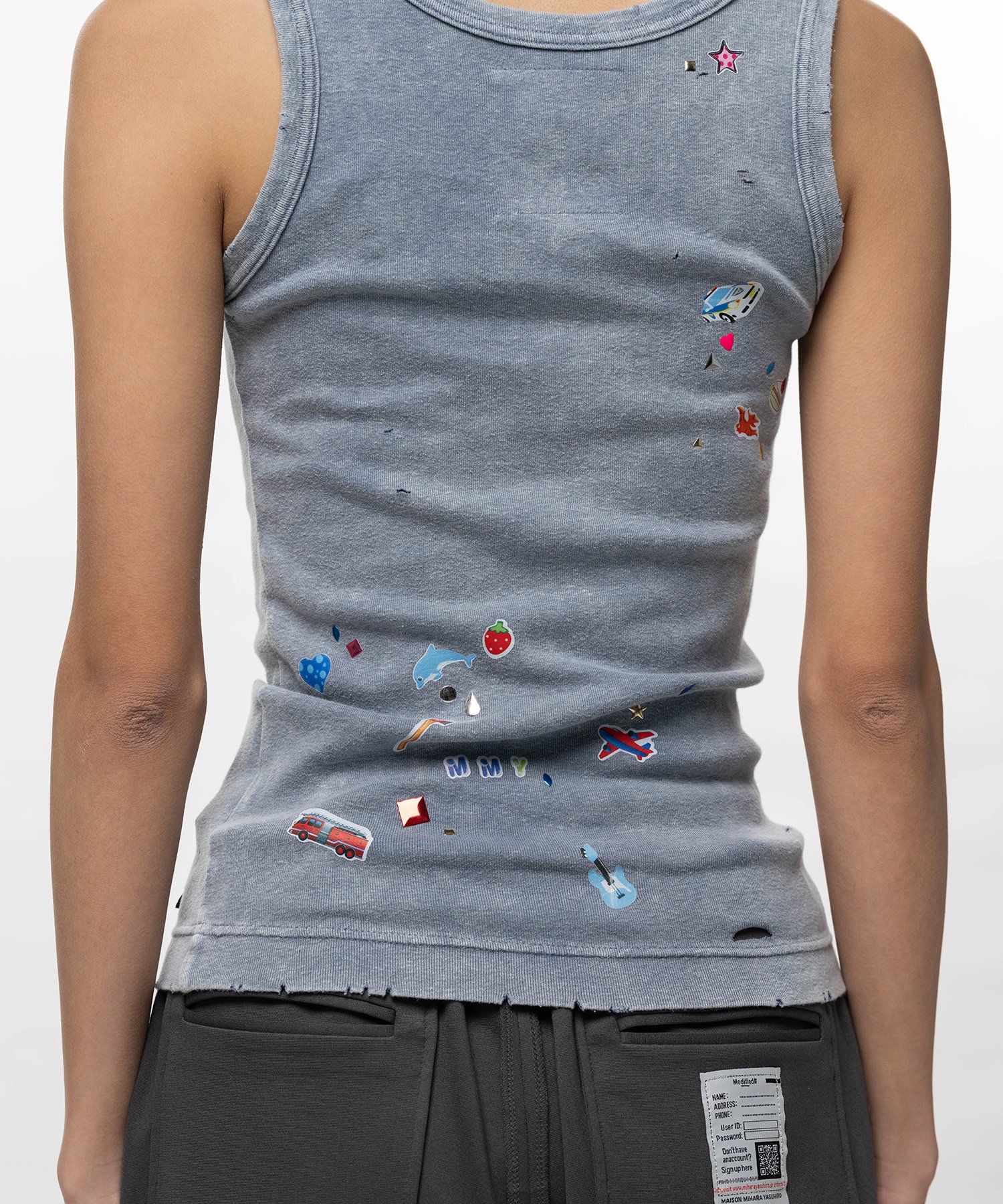 Kids Sticker Print Bleached Tank-Top