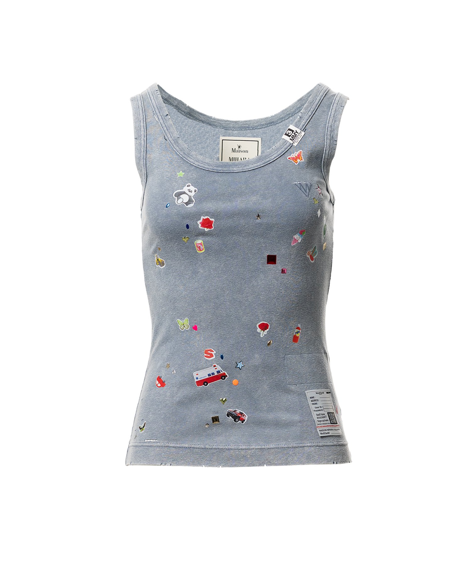 Kids Sticker Print Bleached Tank-Top
