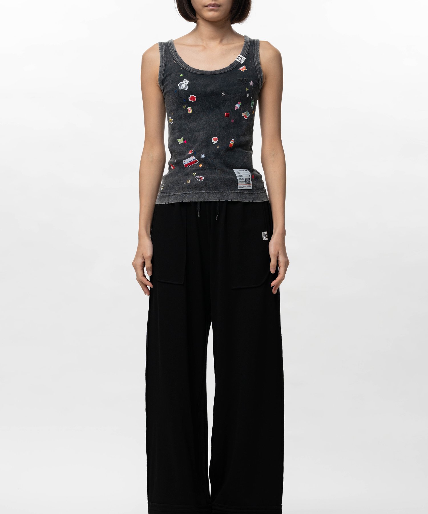 Kids Sticker Print Bleached Tank-Top