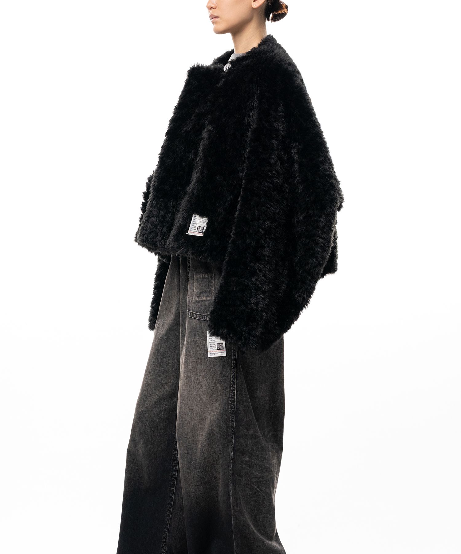 Roll-up Hem Faux Fur Jacket