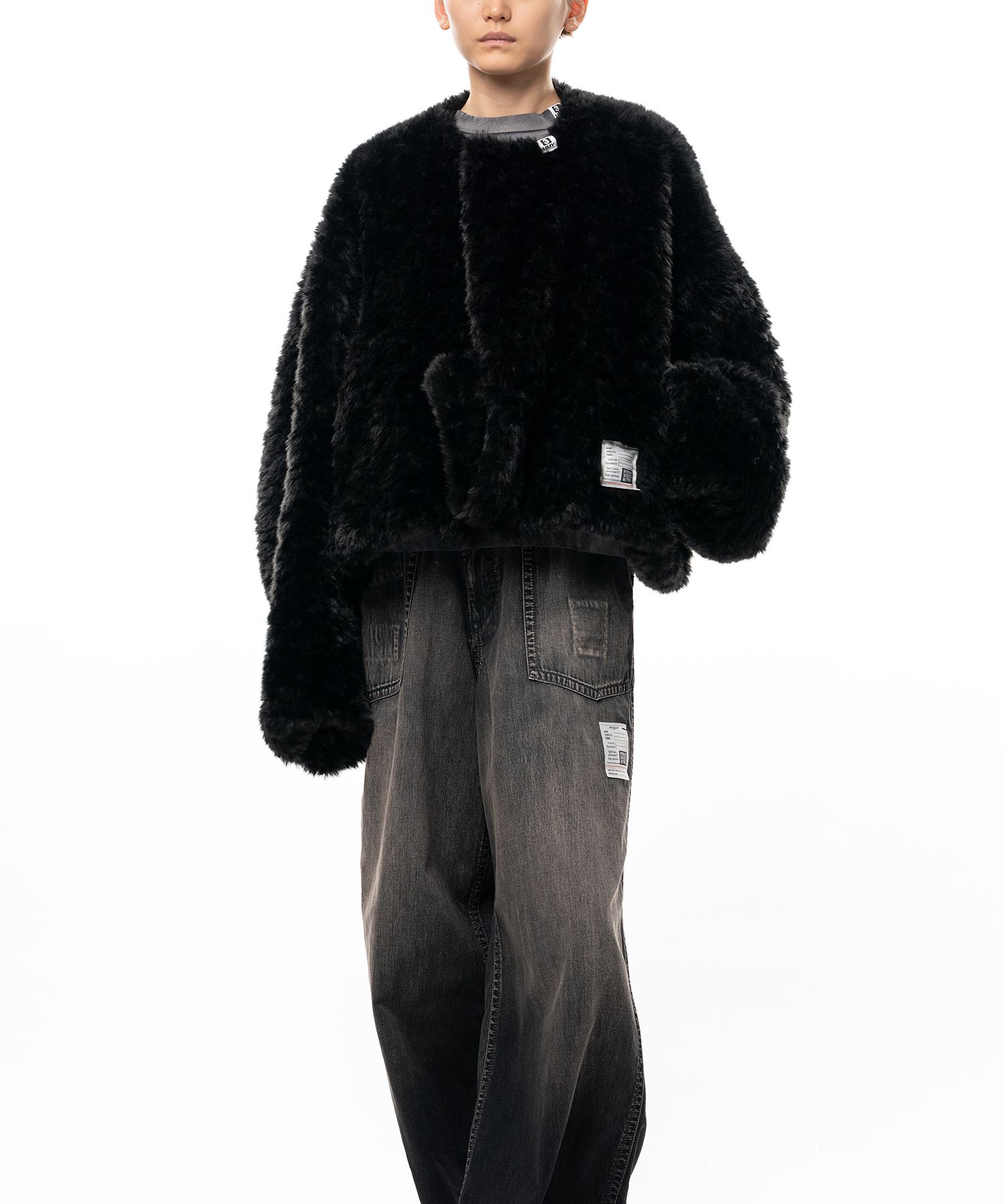 Roll-up Hem Faux Fur Jacket