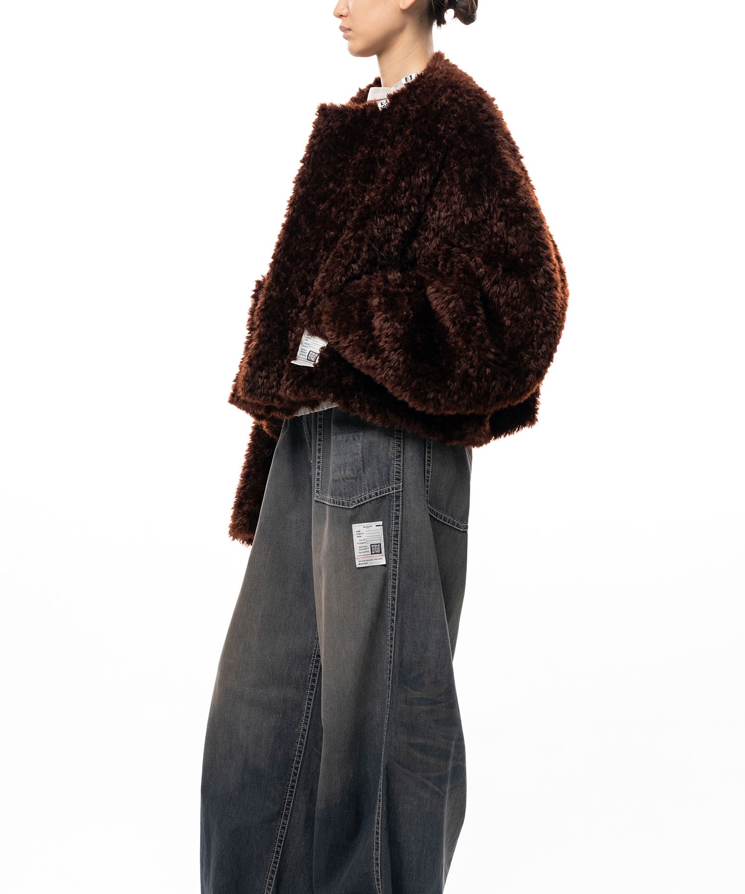 Roll-up Hem Faux Fur Jacket