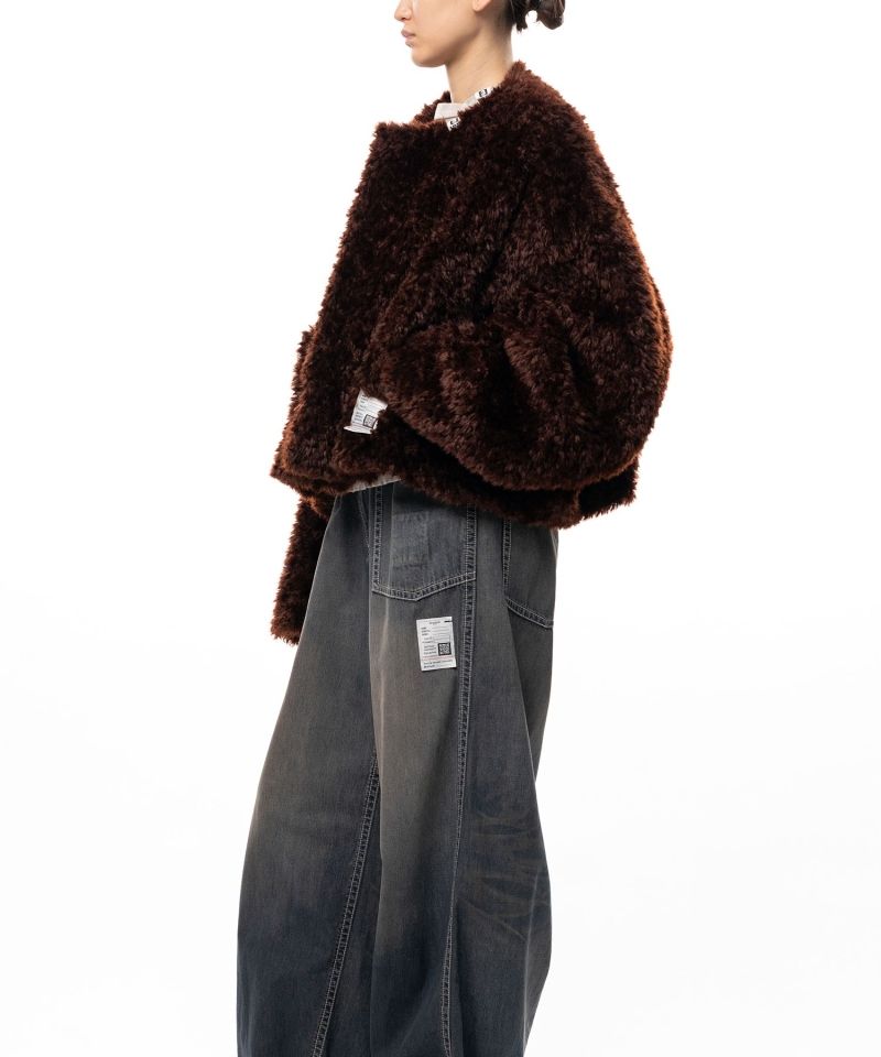 Roll-up Hem Faux Fur Jacket