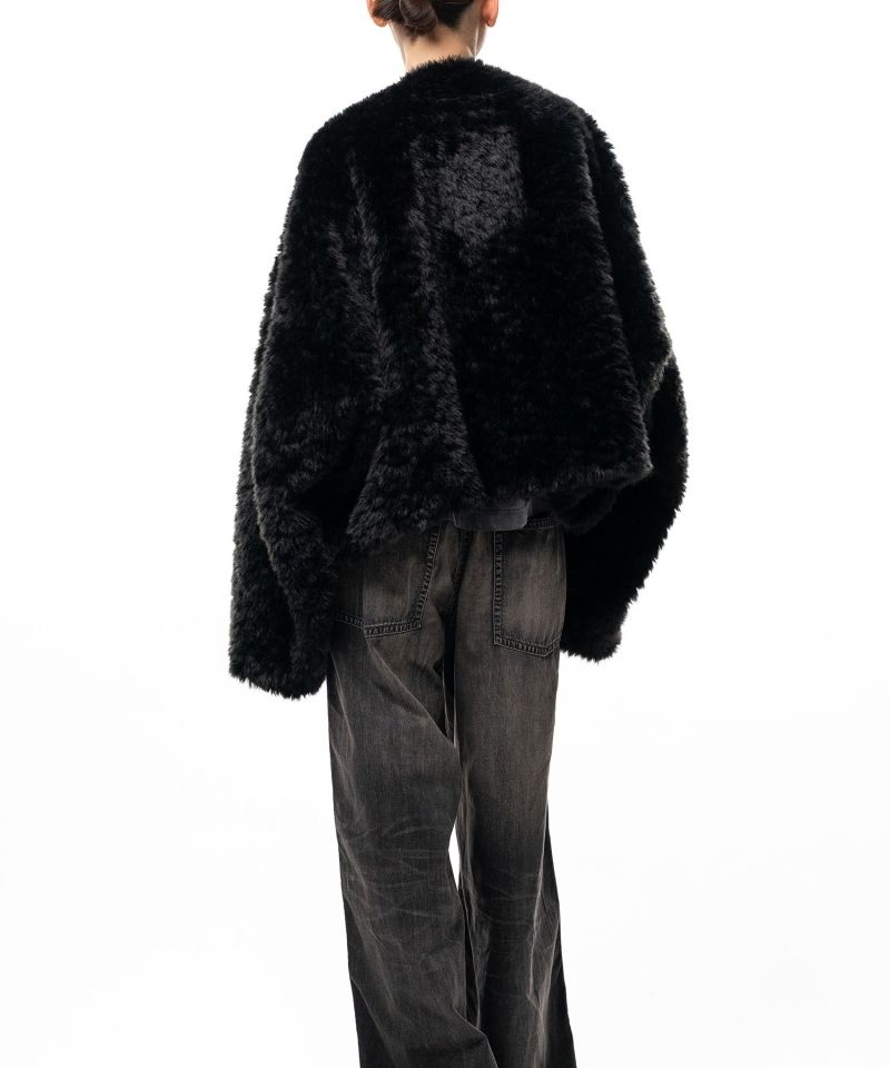 Roll-up Hem Faux Fur Jacket
