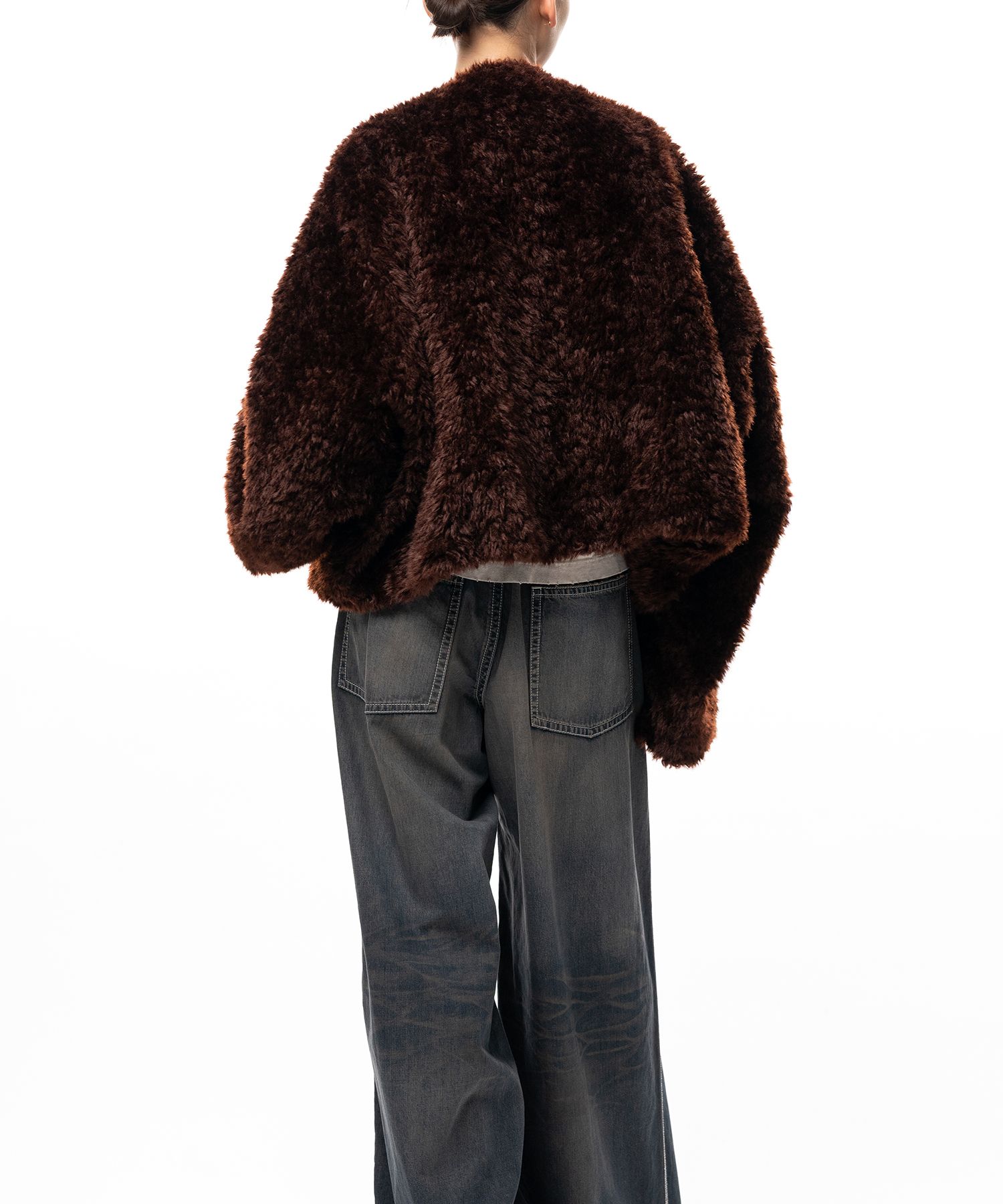 Roll-up Hem Faux Fur Jacket