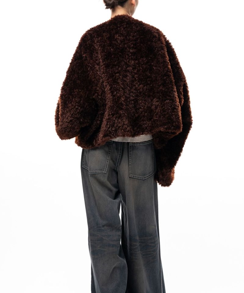 Roll-up Hem Faux Fur Jacket