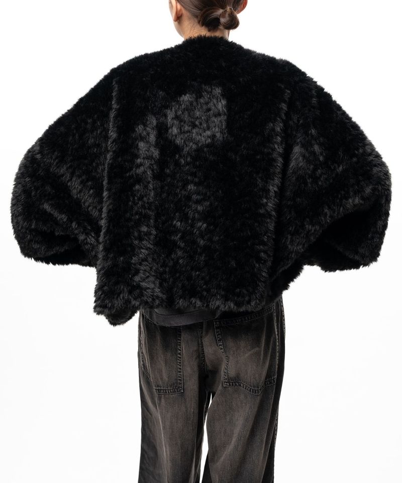Roll-up Hem Faux Fur Jacket