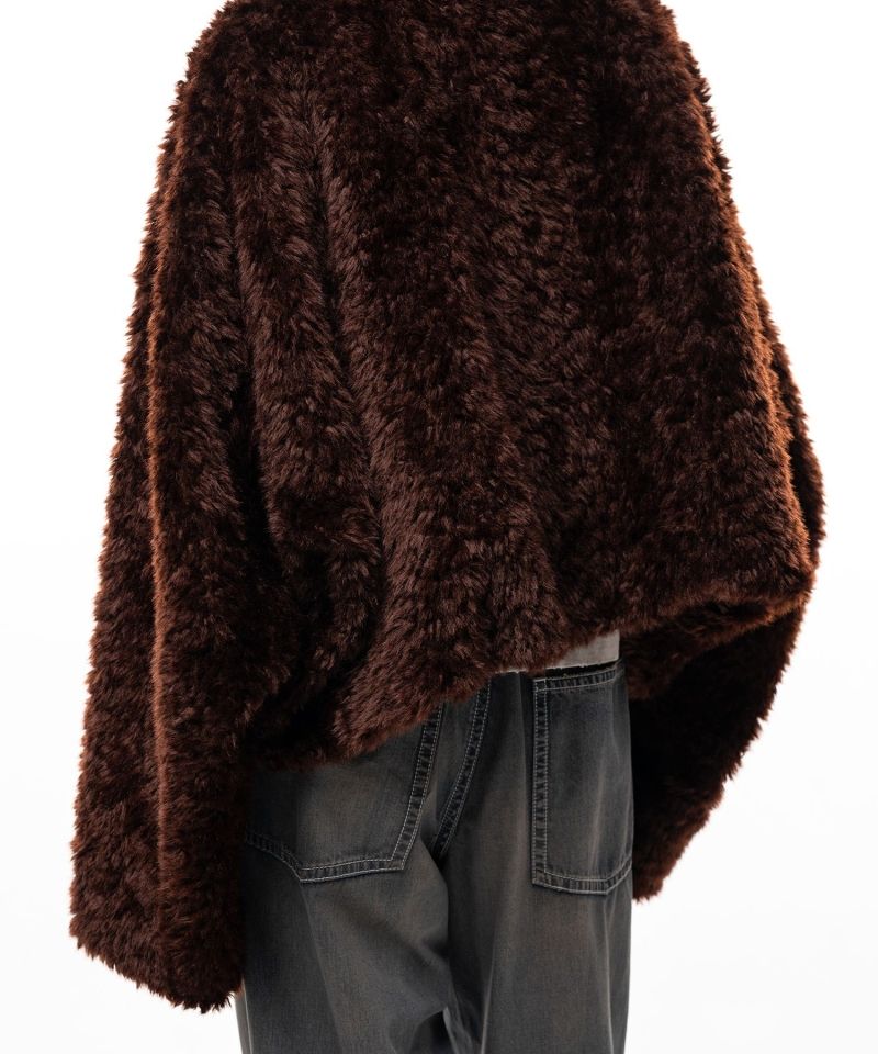 Roll-up Hem Faux Fur Jacket