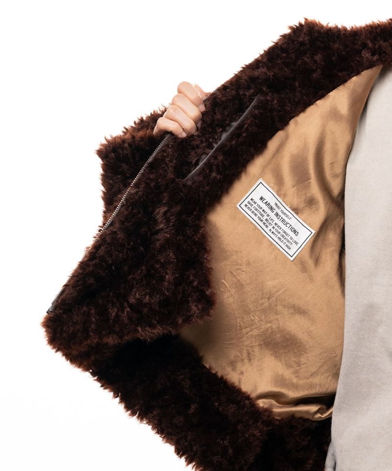 Roll-up Hem Faux Fur Jacket