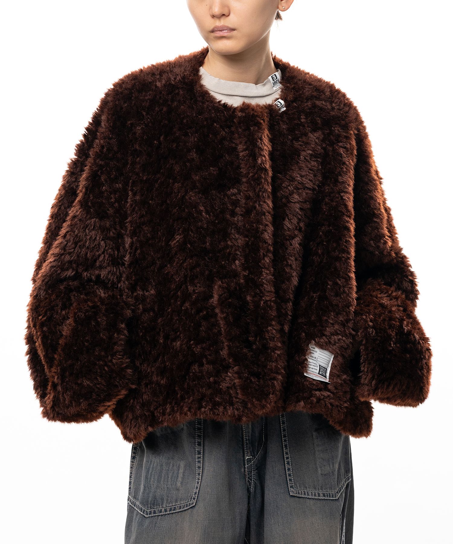 Roll-up Hem Faux Fur Jacket