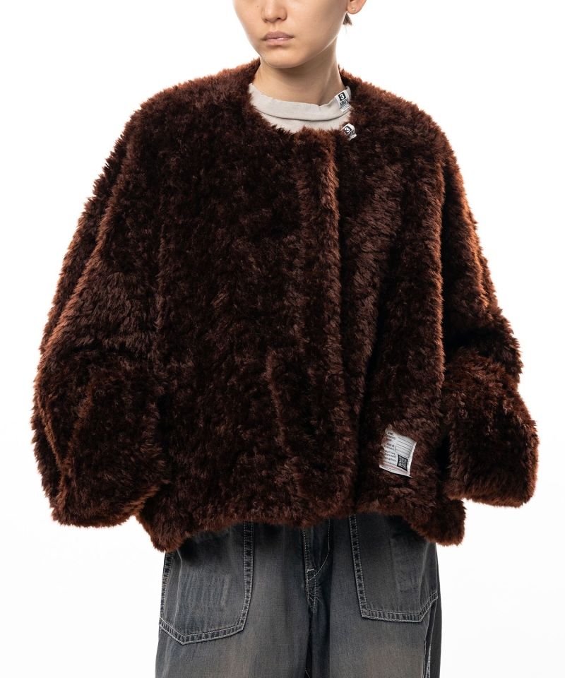 Roll-up Hem Faux Fur Jacket