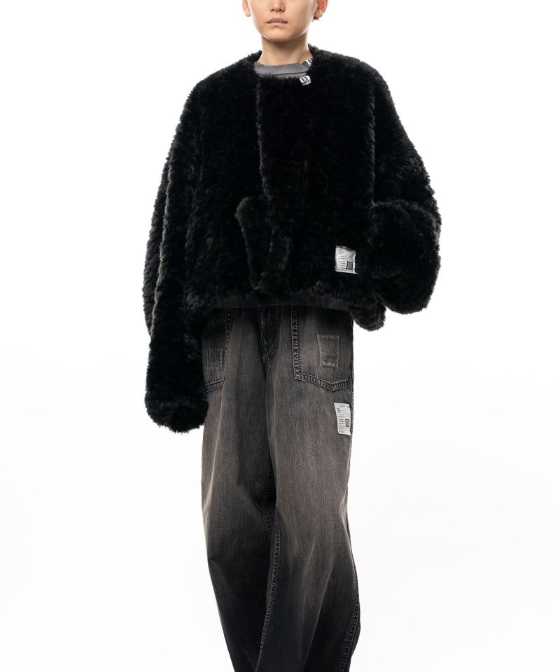 Roll-up Hem Faux Fur Jacket
