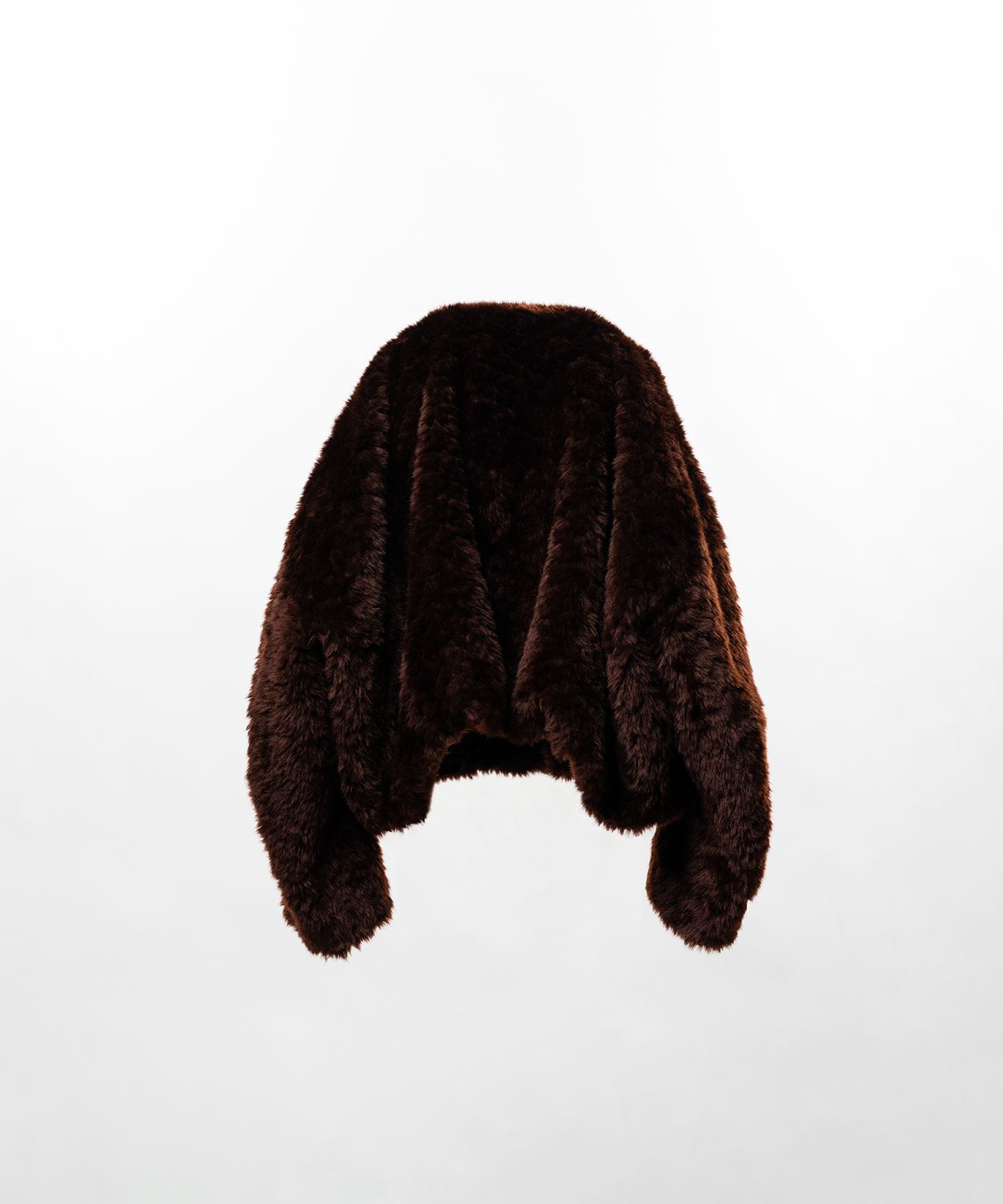 Roll-up Hem Faux Fur Jacket