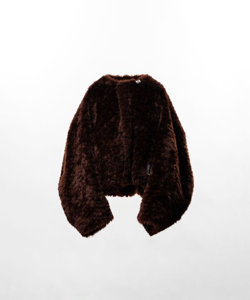 Roll-up Hem Faux Fur Jacket
