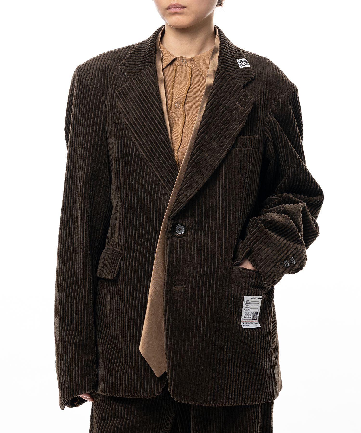 Attached Tie Corduroy Jacket