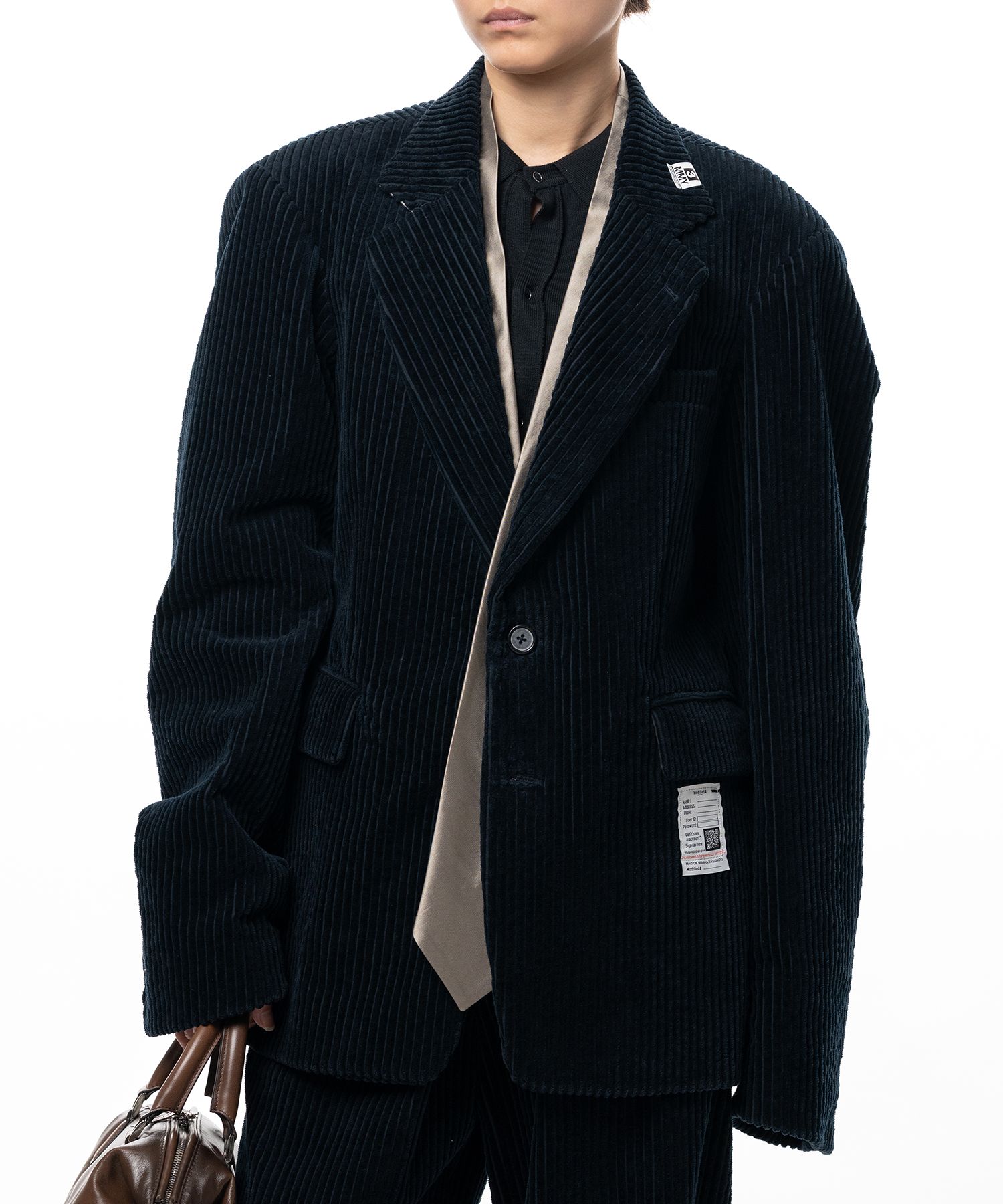 Attached Tie Corduroy Jacket