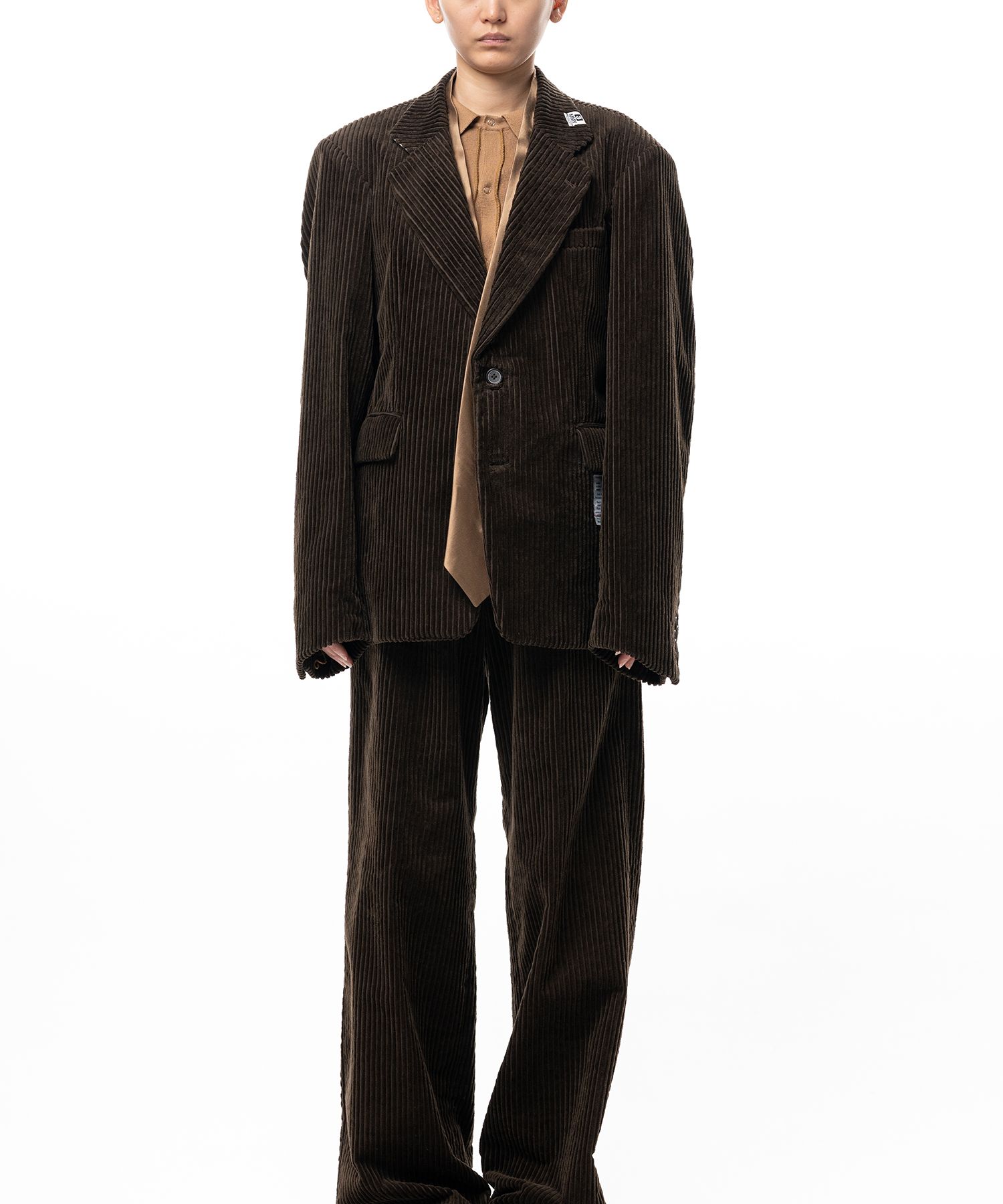 Attached Tie Corduroy Jacket