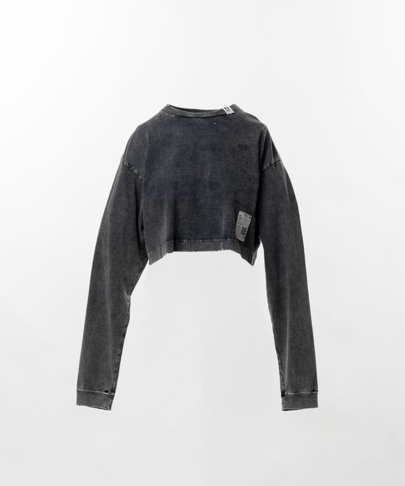 Bleached Cropped Long Sleeve T-shirt