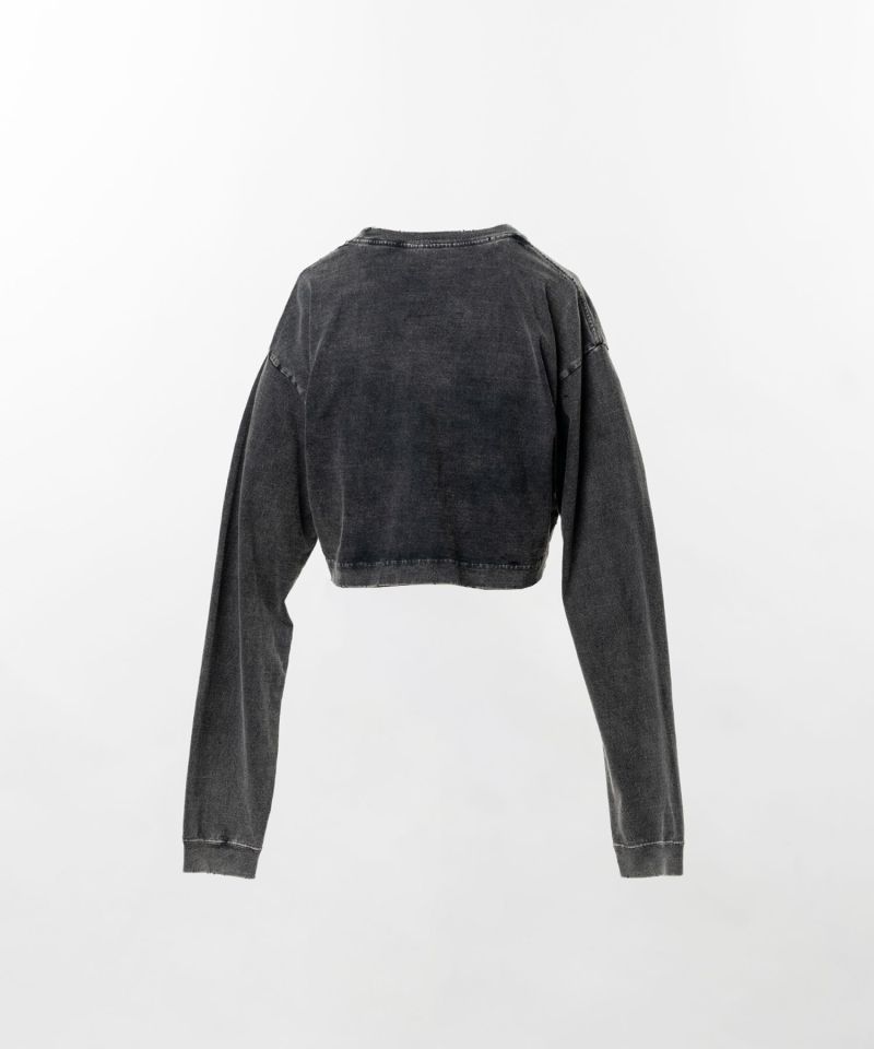 Bleached Cropped Long Sleeve T-shirt