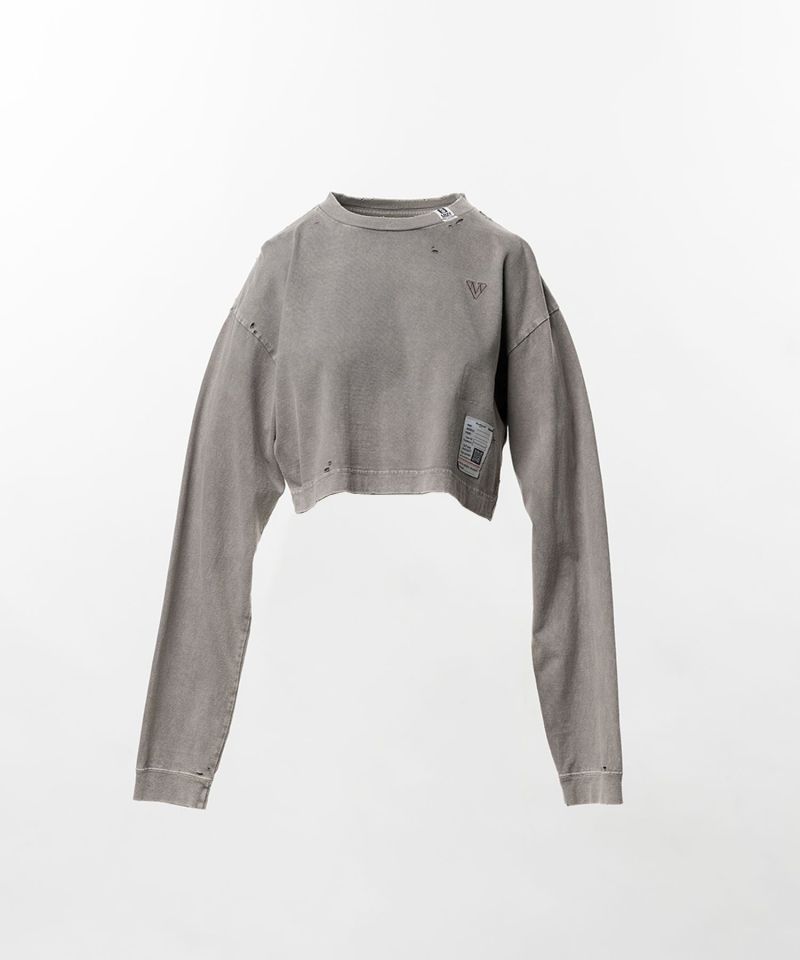 Bleached Cropped Long Sleeve T-shirt