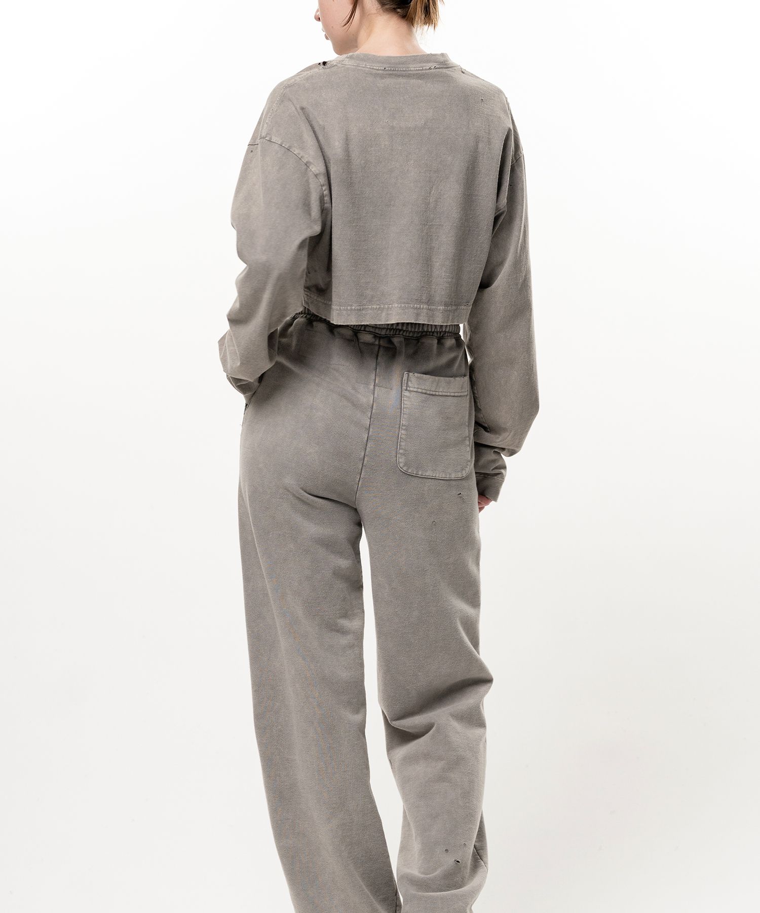 Bleached Cropped Long Sleeve T-shirt