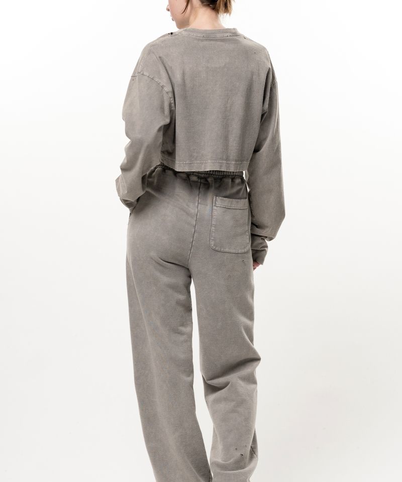 Bleached Cropped Long Sleeve T-shirt