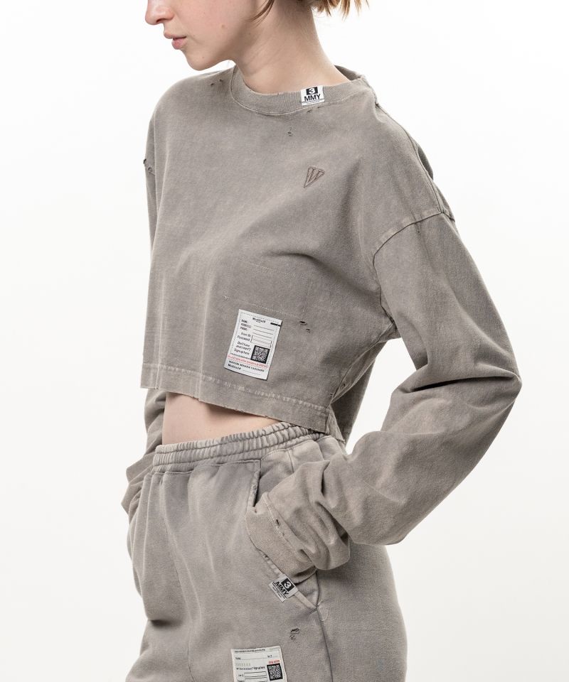 Bleached Cropped Long Sleeve T-shirt