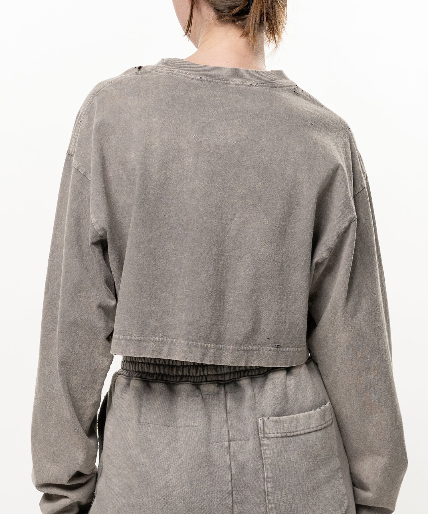 Bleached Cropped Long Sleeve T-shirt