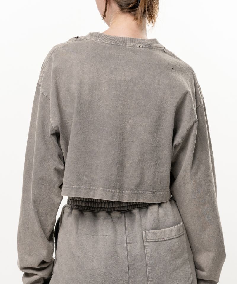 Bleached Cropped Long Sleeve T-shirt