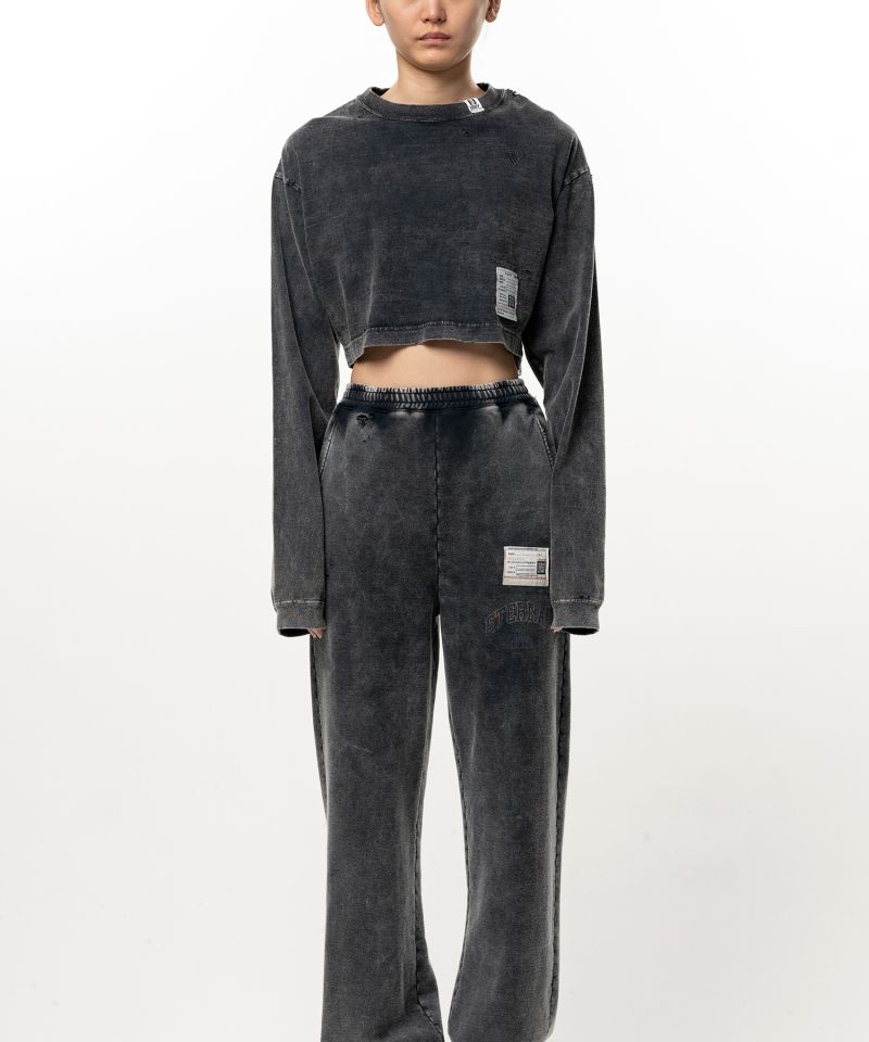 Bleached Cropped Long Sleeve T-shirt
