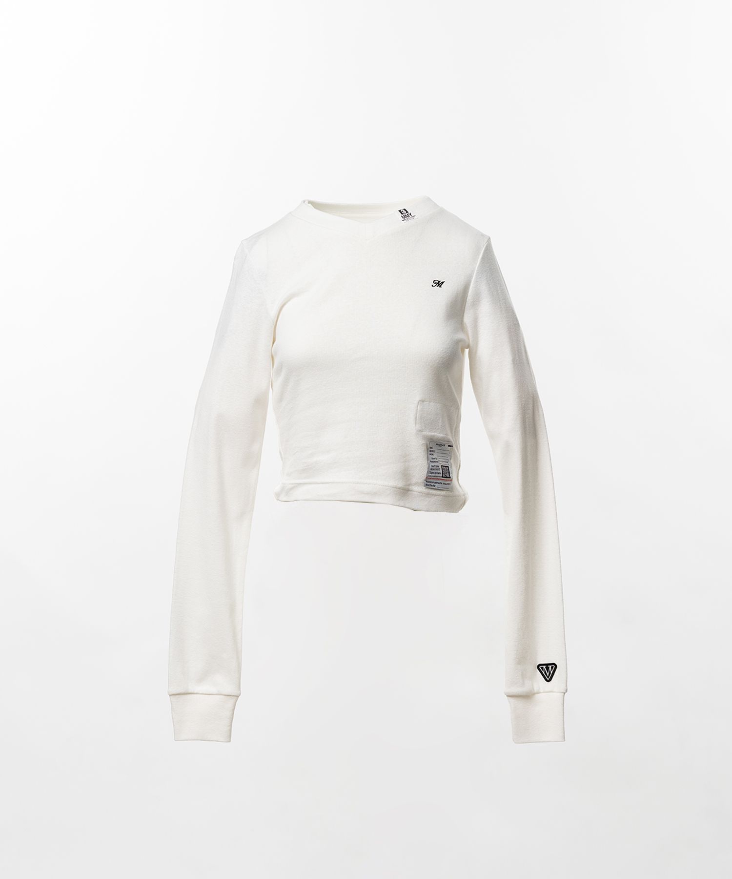 V-Neck Cropped Long Sleeve T-Shirt