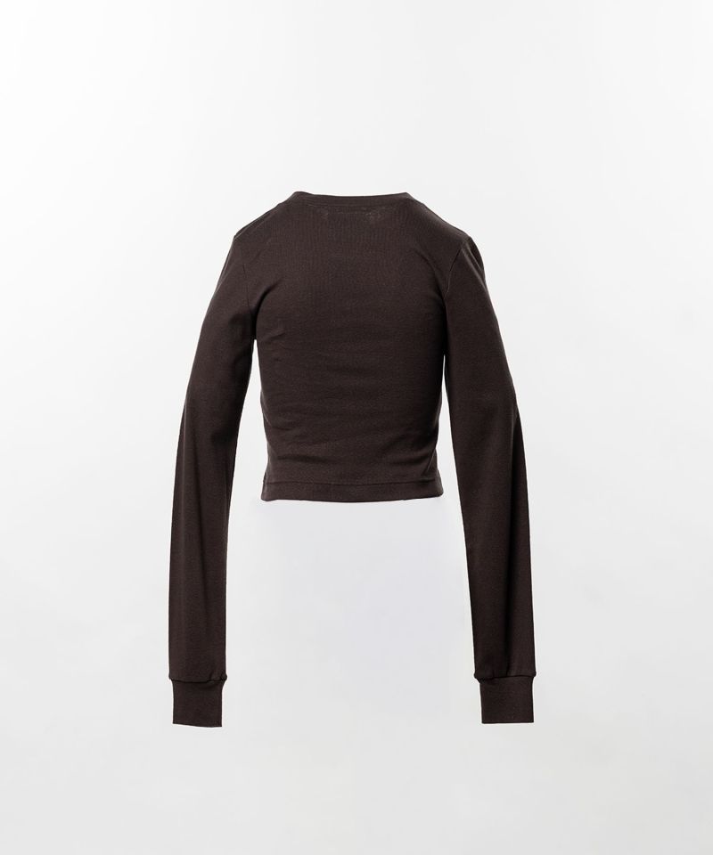 V-Neck Cropped Long Sleeve T-Shirt