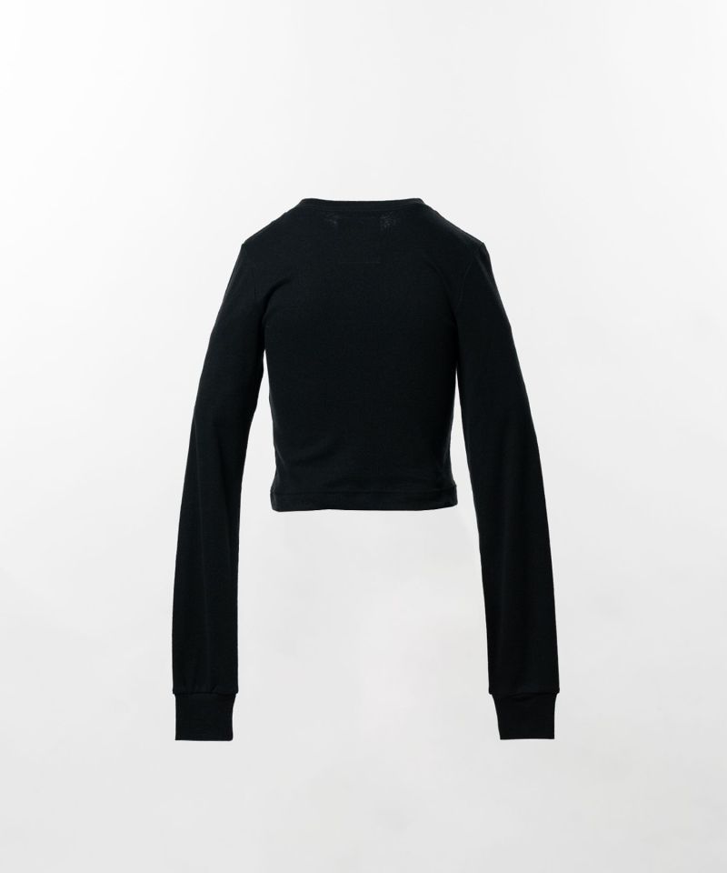 V-Neck Cropped Long Sleeve T-Shirt