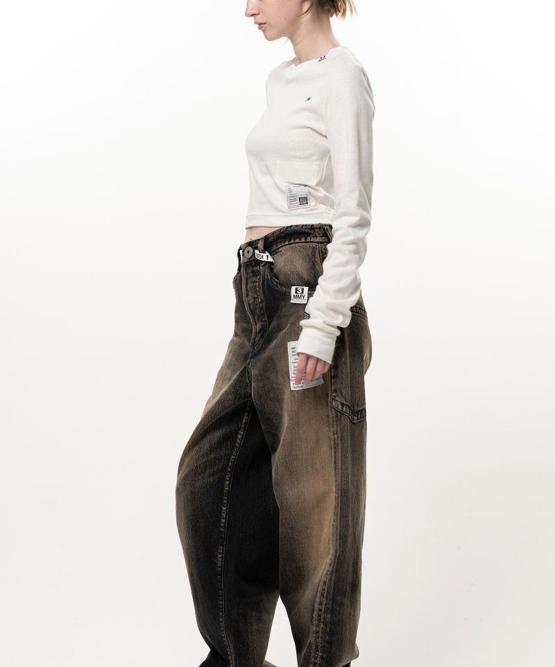 V-Neck Cropped Long Sleeve T-Shirt