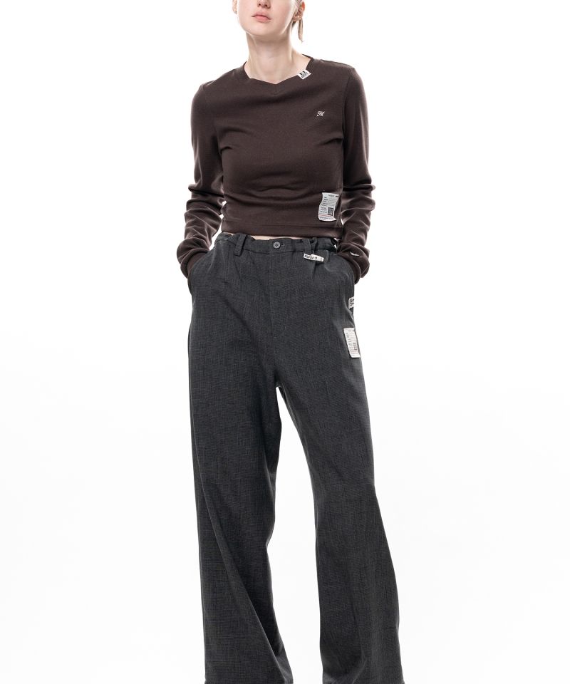 V-Neck Cropped Long Sleeve T-Shirt