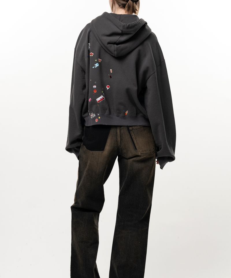 Kids Sticker Printed Zip-up Hoodie
