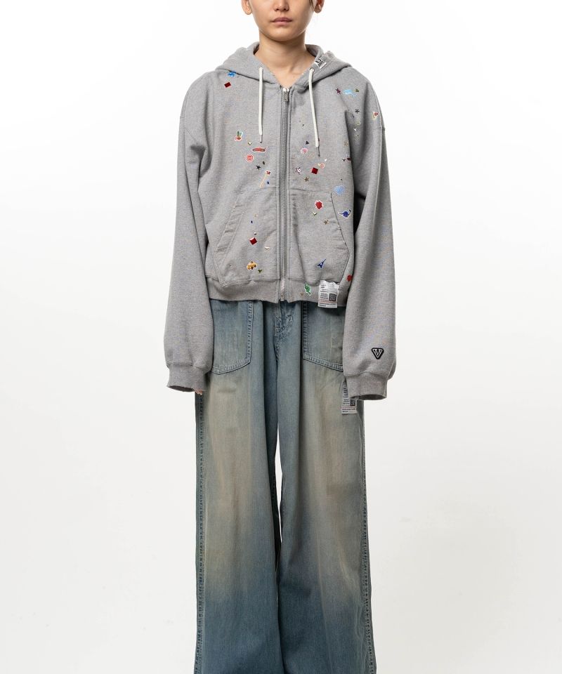 Kids Sticker Printed Zip-up Hoodie