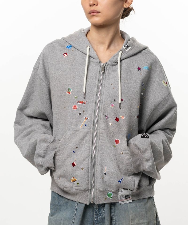 Kids Sticker Printed Zip-up Hoodie