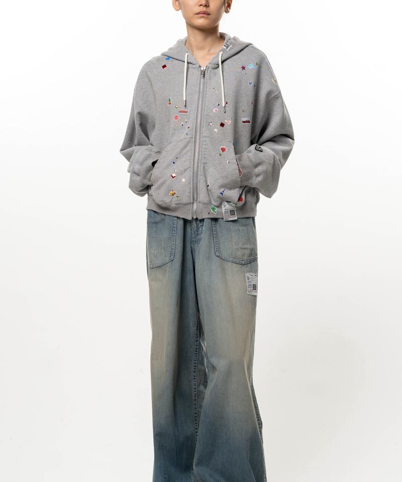 Kids Sticker Printed Zip-up Hoodie