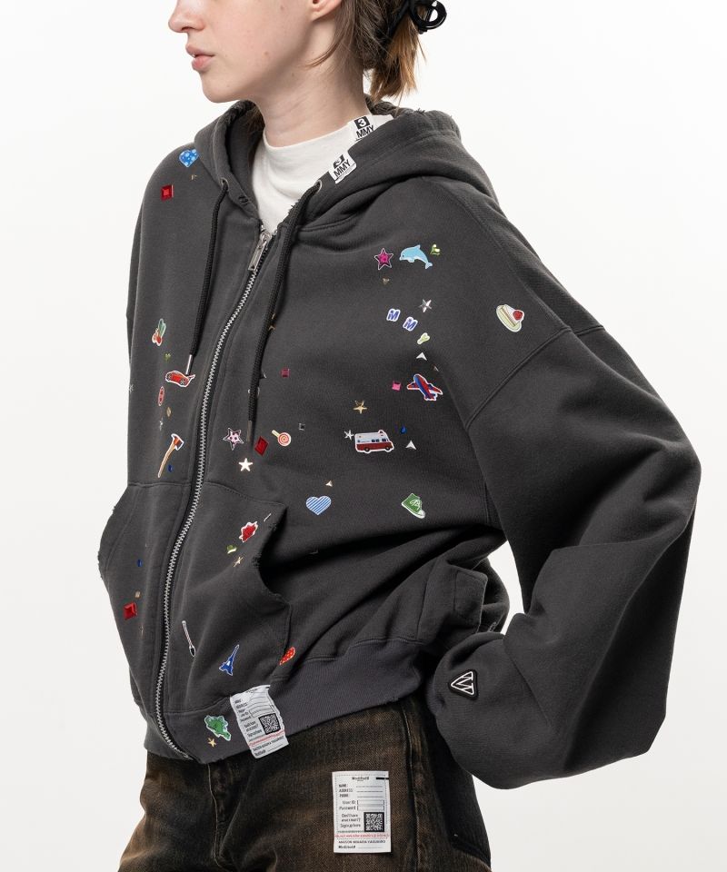Kids Sticker Printed Zip-up Hoodie