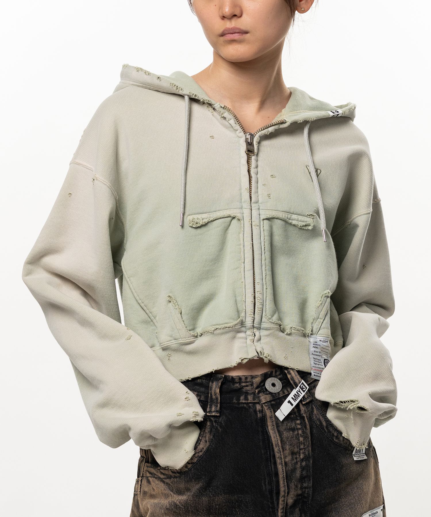 Sun Faded Like Cropped Zip-up Hoodie